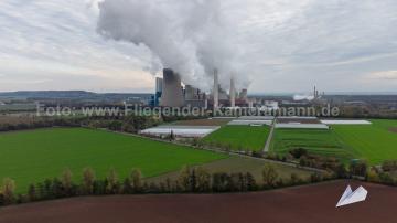 Foto mit Drohne: Luftaufnahmen mit Drohne in NRW: Kraftwerke im Rheinland und durch Tagebau verlassene Orte