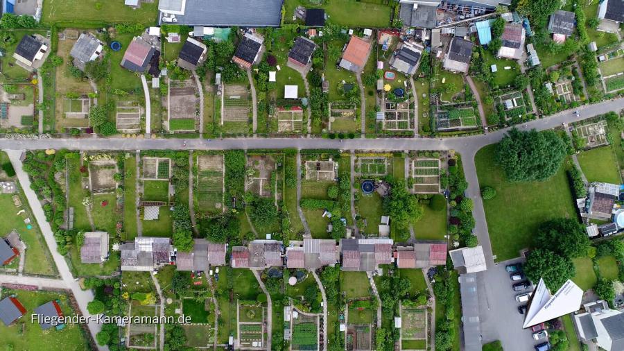Luftaufnahmen mit Drohne in NRW: Drohnenaufnahmen einer Kleingartenanlage im Ruhrgebiet
