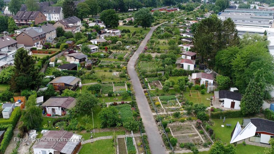 Luftaufnahmen mit Drohne in NRW: Drohnenaufnahmen einer Kleingartenanlage im Ruhrgebiet