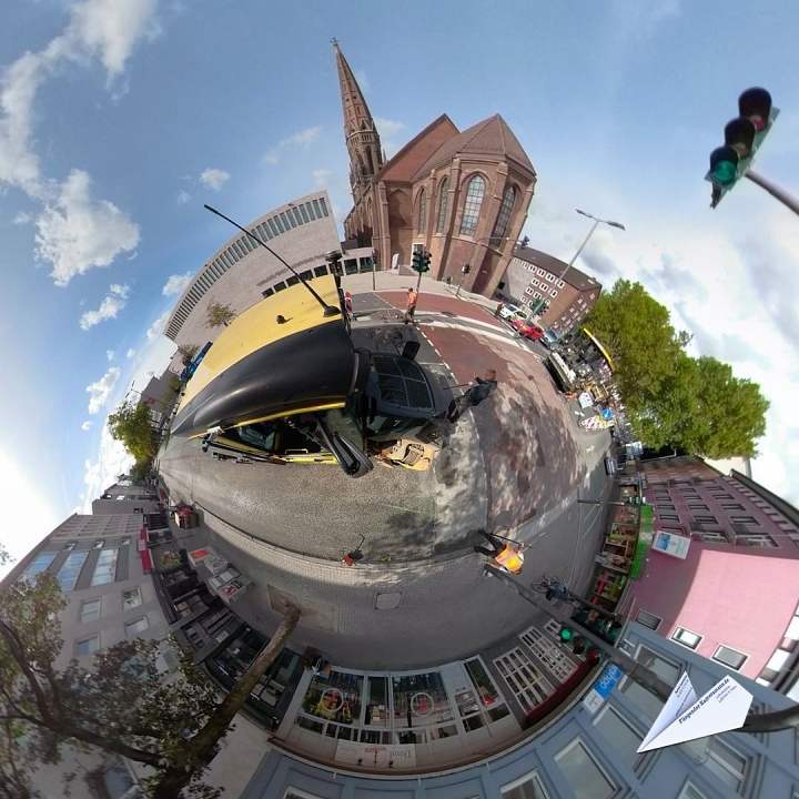 360 Grad Straßenbau Bochum Luftaufnahme Tiny Planet 