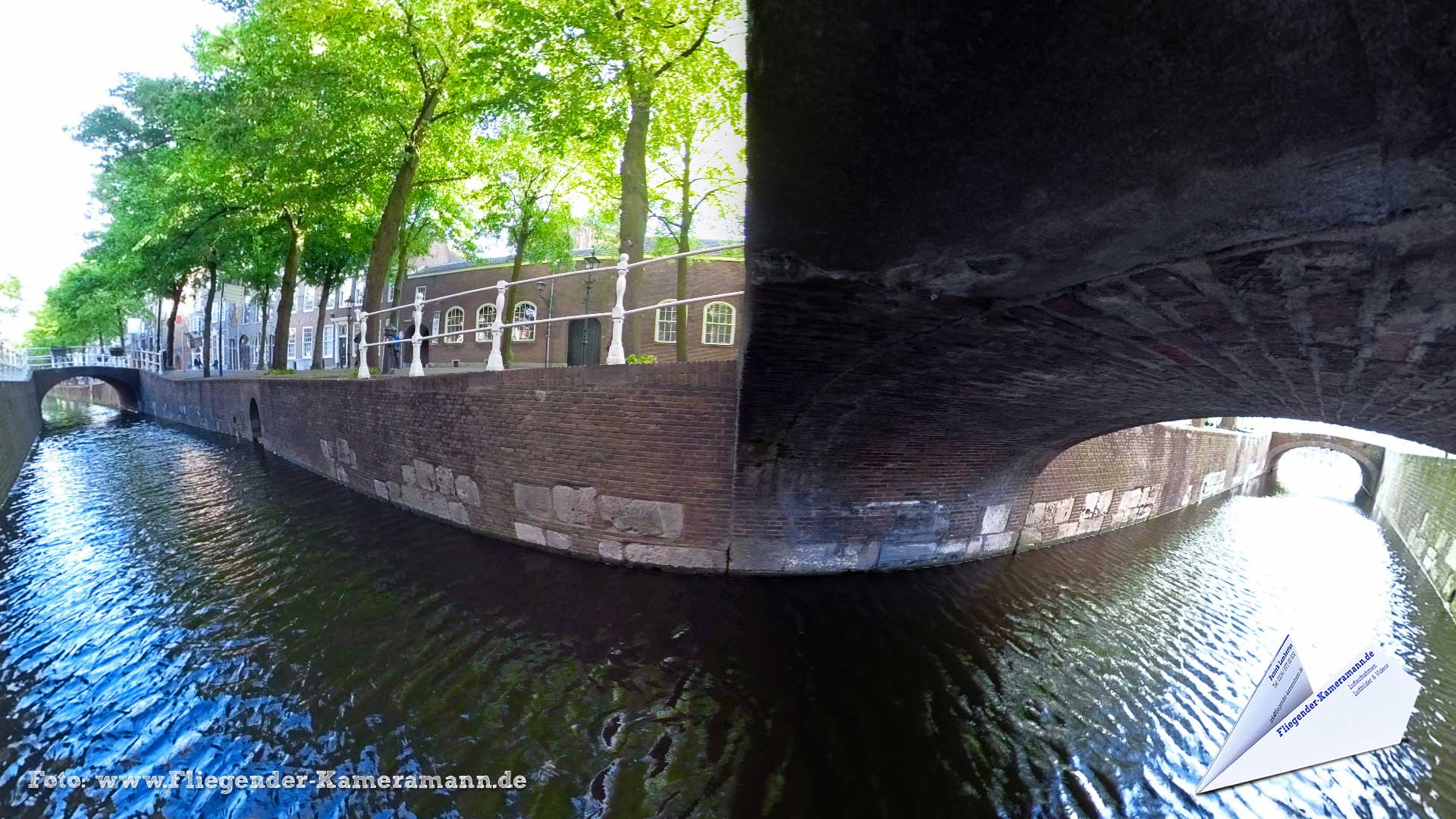 Bartholomeusbrug, Oude Kerk in Delft (NL) - 360°-Panorama