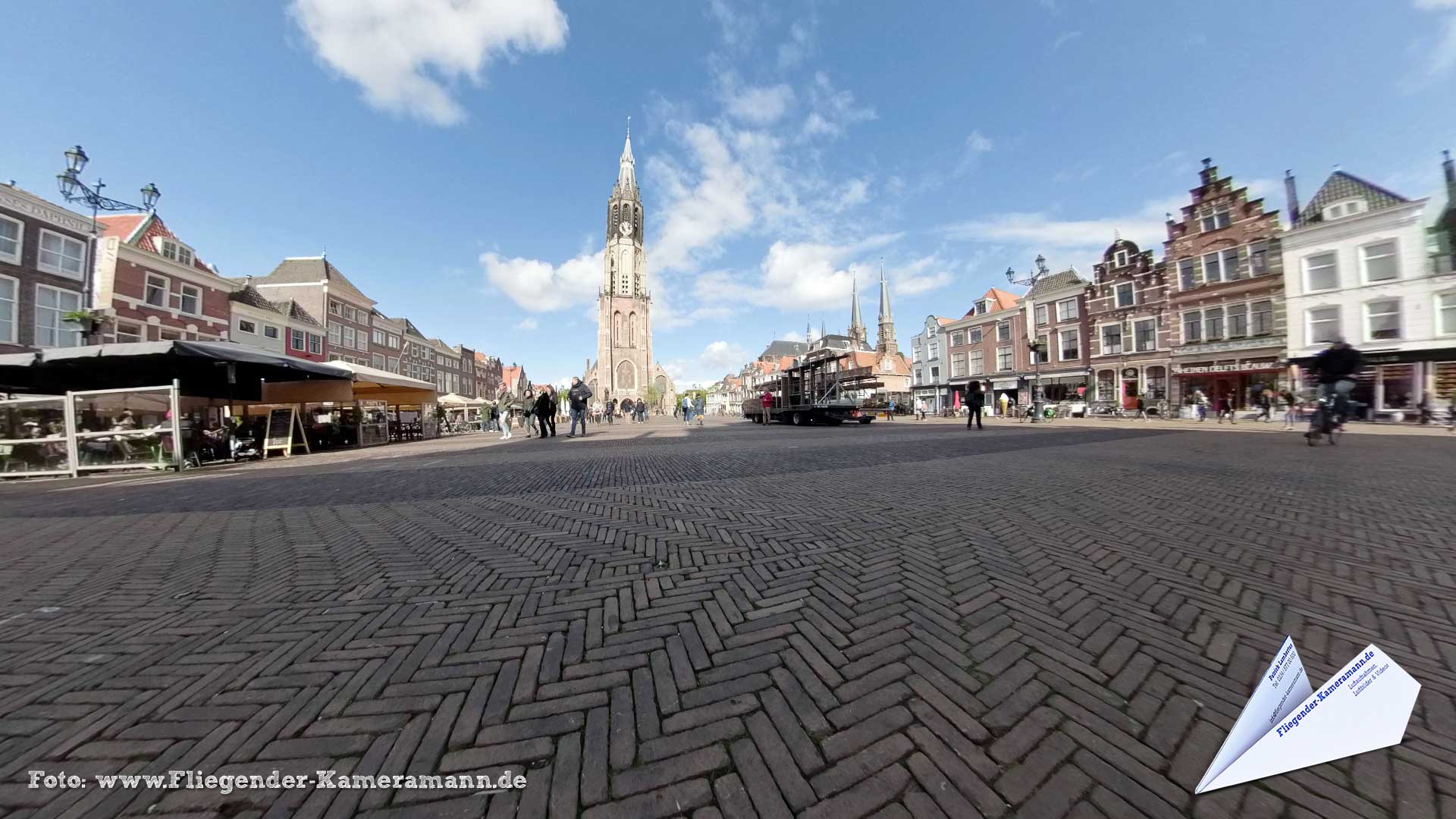Nieuwe Kerk, Market, Stadhuis in Delft (NL) - 360°-Panorama