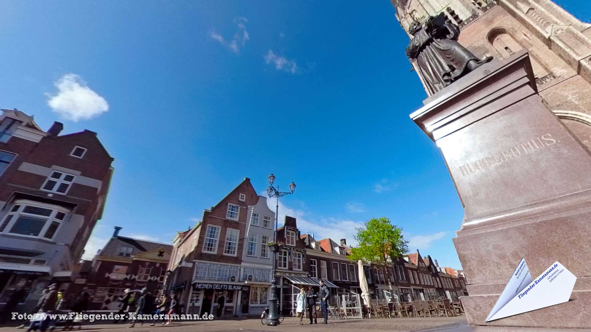 Hugo Grotius Standbeeld, Hugo de Groot in Delft (NL) - 360°-Panorama