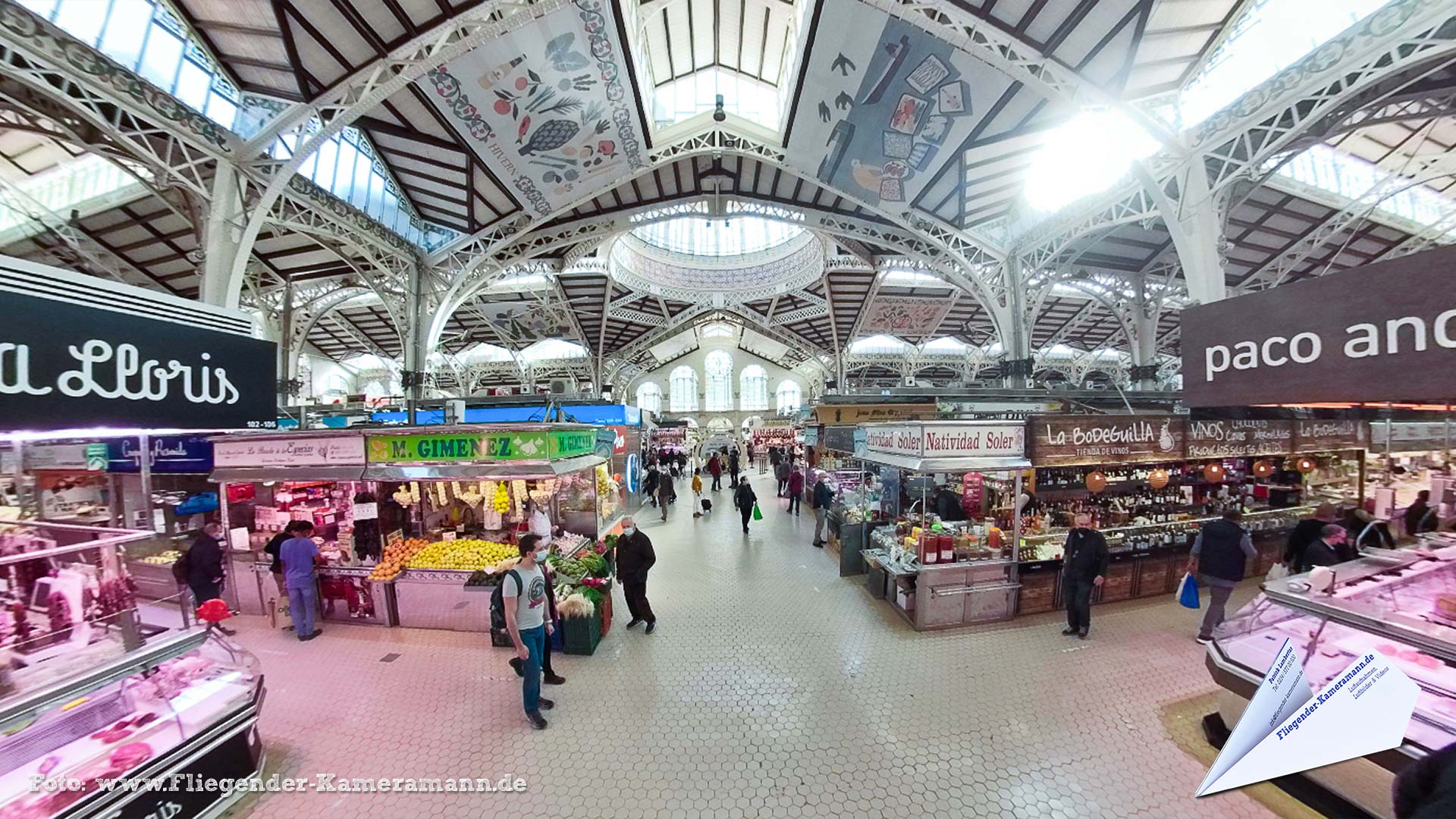 Mercado Central en Valencia (ES) - 360°-Panorama
