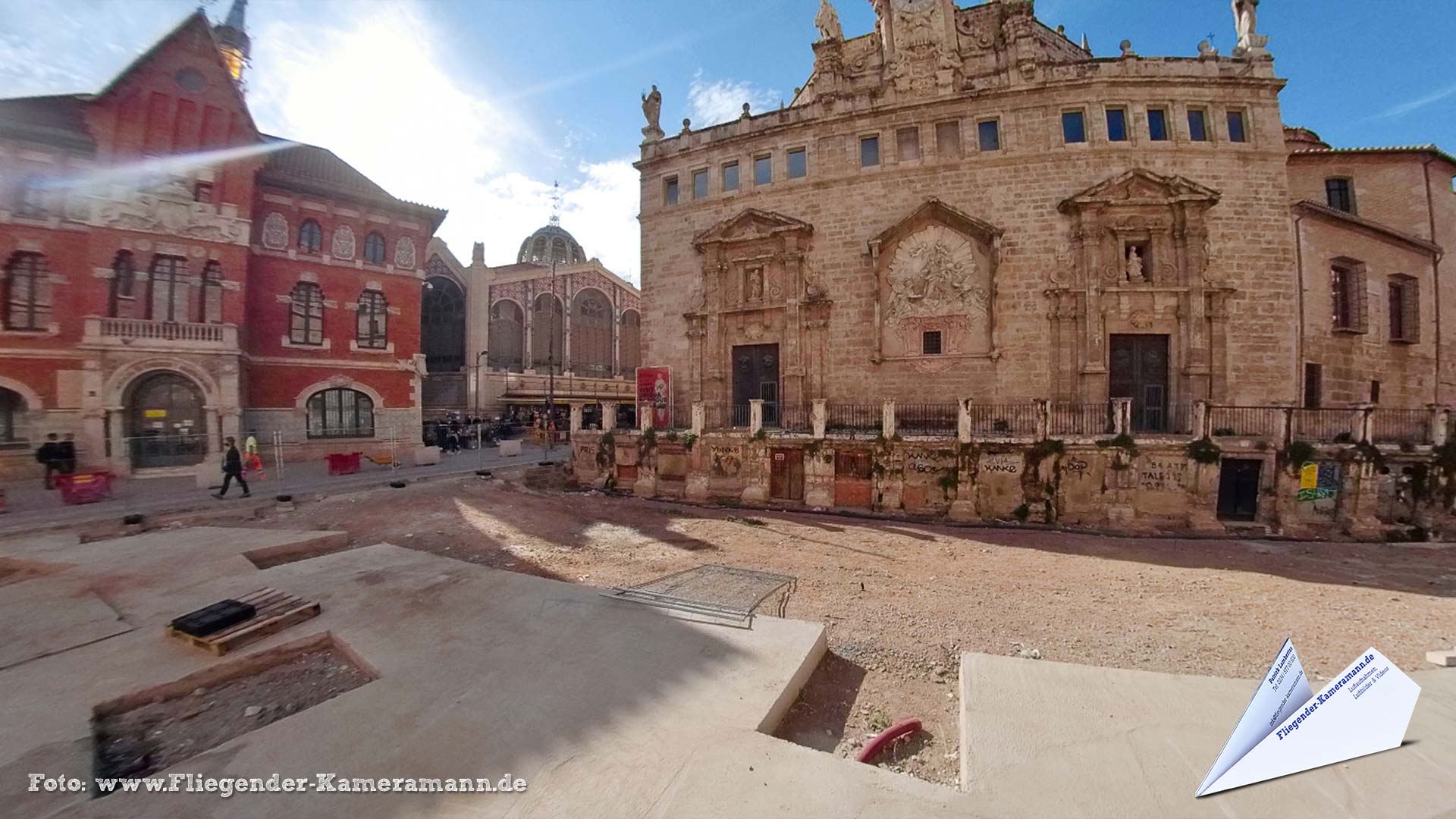 Plaza del Mercat en Valencia (ES) - 360°-Panorama