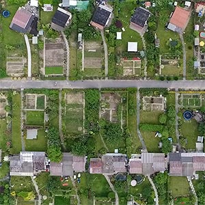 Luftaufnahmen der Gartenanlage Oberdorstfeld in Dortmund mit Drohne