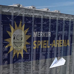 Luftaufnahmen der Merkur Spiel-Arena in Düsseldorf mit Drohne