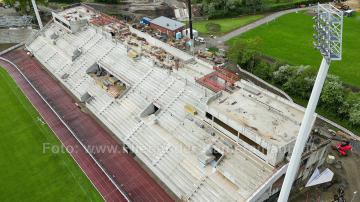 Foto mit Drohne: Luftaufnahmen der Umbauarbeiten am Lohrheidestadion in Bochum-Wattenscheid