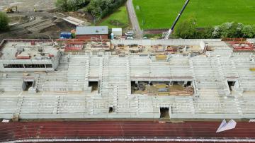 Foto mit Drohne: Luftaufnahmen der Umbauarbeiten am Lohrheidestadion in Bochum-Wattenscheid