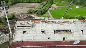 Foto mit Drohne: Luftaufnahmen der Umbauarbeiten am Lohrheidestadion in Bochum-Wattenscheid