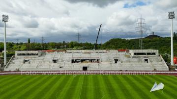 Foto mit Drohne: Luftaufnahmen der Umbauarbeiten am Lohrheidestadion in Bochum-Wattenscheid