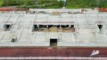 Foto mit Drohne: Luftaufnahmen der Umbauarbeiten am Lohrheidestadion in Bochum-Wattenscheid