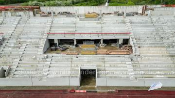 Foto mit Drohne: Luftaufnahmen der Umbauarbeiten am Lohrheidestadion in Bochum-Wattenscheid