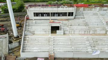 Foto mit Drohne: Luftaufnahmen der Umbauarbeiten am Lohrheidestadion in Bochum-Wattenscheid