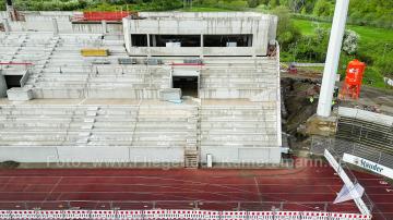 Foto mit Drohne: Luftaufnahmen der Umbauarbeiten am Lohrheidestadion in Bochum-Wattenscheid