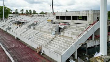 Foto mit Drohne: Luftaufnahmen der Umbauarbeiten am Lohrheidestadion in Bochum-Wattenscheid