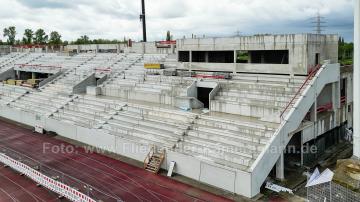 Foto mit Drohne: Luftaufnahmen der Umbauarbeiten am Lohrheidestadion in Bochum-Wattenscheid