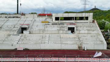 Foto mit Drohne: Luftaufnahmen der Umbauarbeiten am Lohrheidestadion in Bochum-Wattenscheid