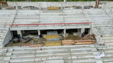Foto mit Drohne: Luftaufnahmen der Umbauarbeiten am Lohrheidestadion in Bochum-Wattenscheid