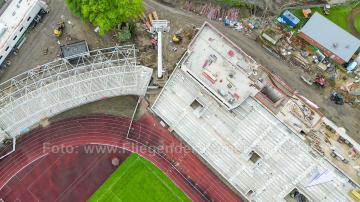 Foto mit Drohne: Luftaufnahmen der Umbauarbeiten am Lohrheidestadion in Bochum-Wattenscheid