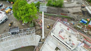 Foto mit Drohne: Luftaufnahmen der Umbauarbeiten am Lohrheidestadion in Bochum-Wattenscheid