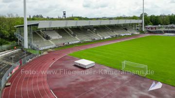 Foto mit Drohne: Luftaufnahmen der Umbauarbeiten am Lohrheidestadion in Bochum-Wattenscheid