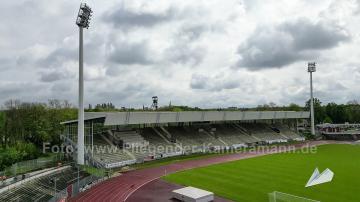 Foto mit Drohne: Luftaufnahmen der Umbauarbeiten am Lohrheidestadion in Bochum-Wattenscheid