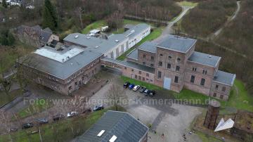 Foto mit Drohne: Luftaufnahmen der Zeche Carl in Essen, früher Steinkohle-Bergwerk, heute bekannter Veranstaltungsort
