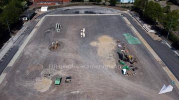 Foto mit Drohne: Luftbilder mittels Drohne einer Baustelle für einen Sportplatz