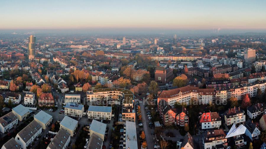 Luftaufnahmen mit Drohne aus dem Ruhrgebiet: Bochumer Innenstadt und die Ruhr-Universität Bochum (RUB)