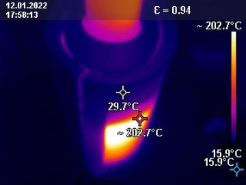 Foto mit Drohne: Thermografie / Wärmebild: Kaminofen