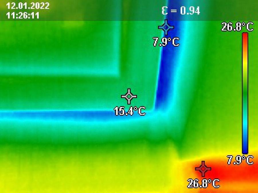 Thermografie / Wärmebild: Kältebrücke Terassentür Undichte Dichtung