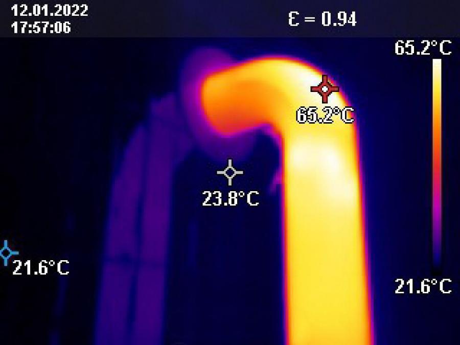 Thermografie / Wärmebild: Kaminofenrohr
