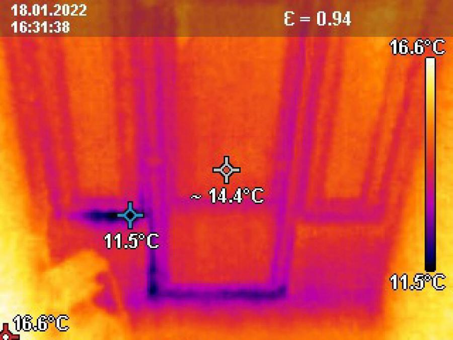 Thermografie / Wärmebild: Terassentür als Kältebrücke